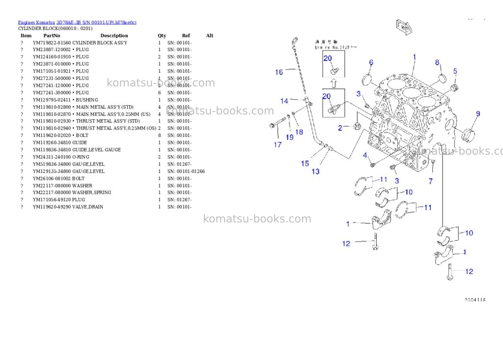 Komatsu 3d78ae-3b s/n 00101-up Parts catalog cover Page 6