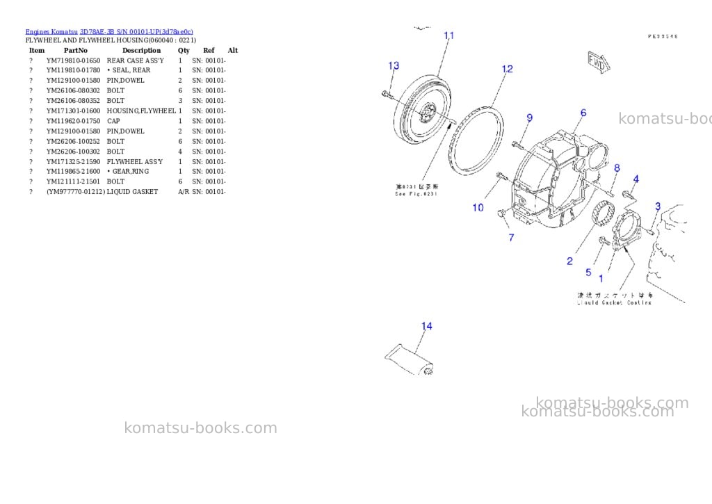 Komatsu 3d78ae-3b s/n 00101-up Parts catalog cover Page 9