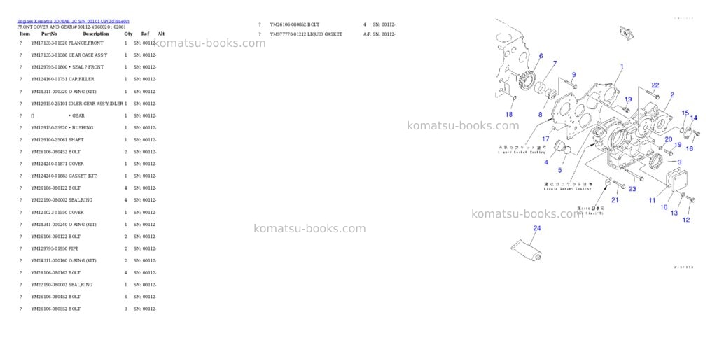Komatsu 3D78AE-3C S/N 00101-UP Parts catalog cover Page 7