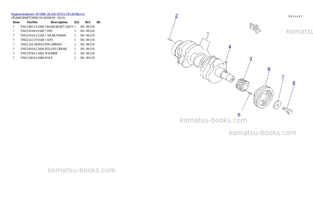 Komatsu 3D78AE-3A S/N 00715-UP Parts catalog cover Page 10