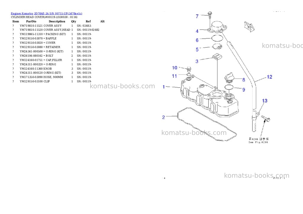 Komatsu 3D78AE-3A S/N 00715-UP Parts catalog cover Page 2
