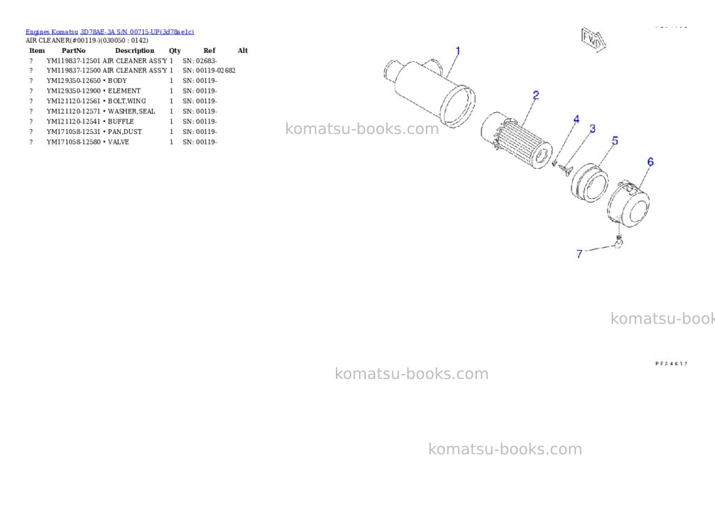 Komatsu 3D78AE-3A S/N 00715-UP Parts catalog cover Page 4