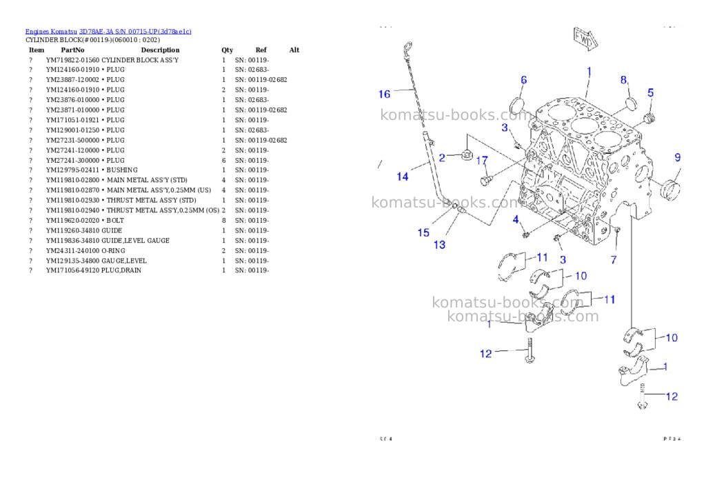 Komatsu 3D78AE-3A S/N 00715-UP Parts catalog cover Page 6