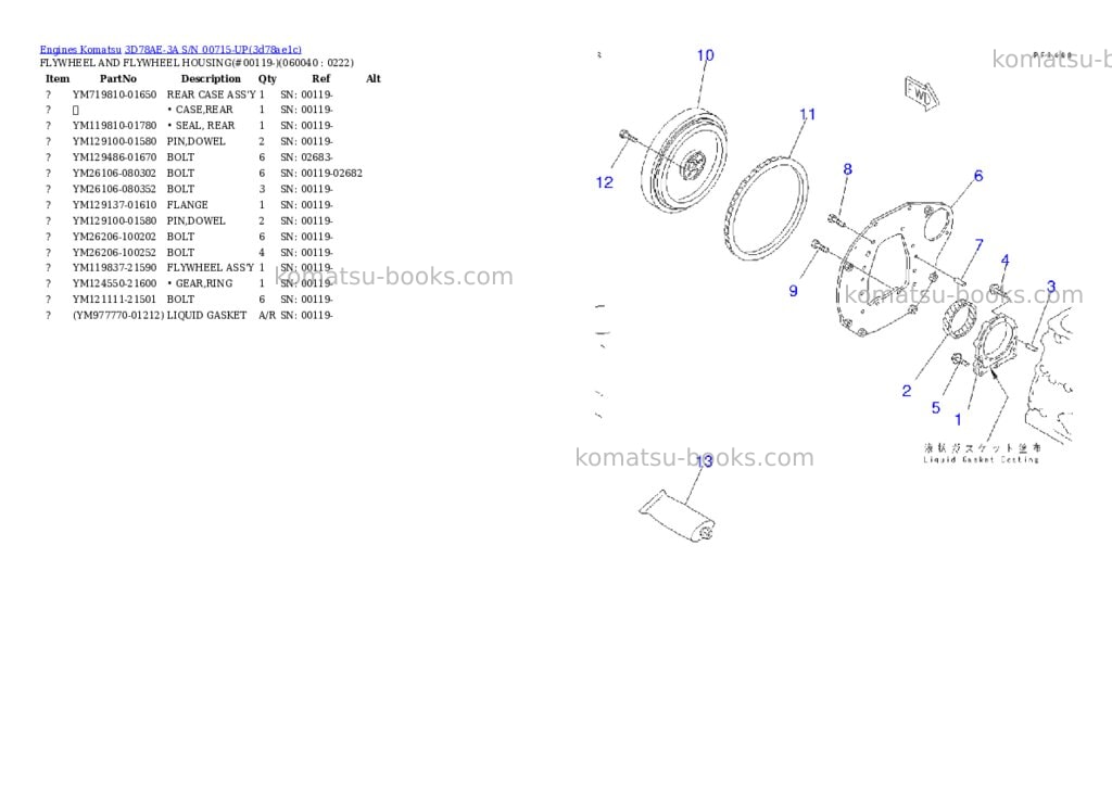 Komatsu 3D78AE-3A S/N 00715-UP Parts catalog cover Page 9