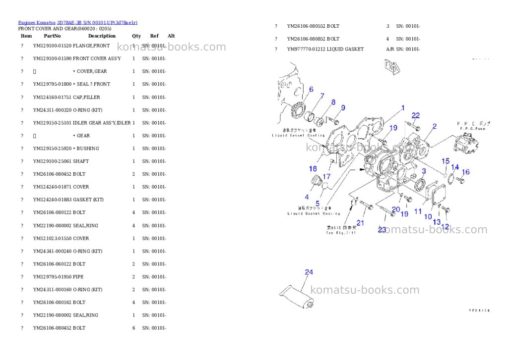 Komatsu 3D78AE-3B S/N 00101-UP Parts catalog cover Page 2