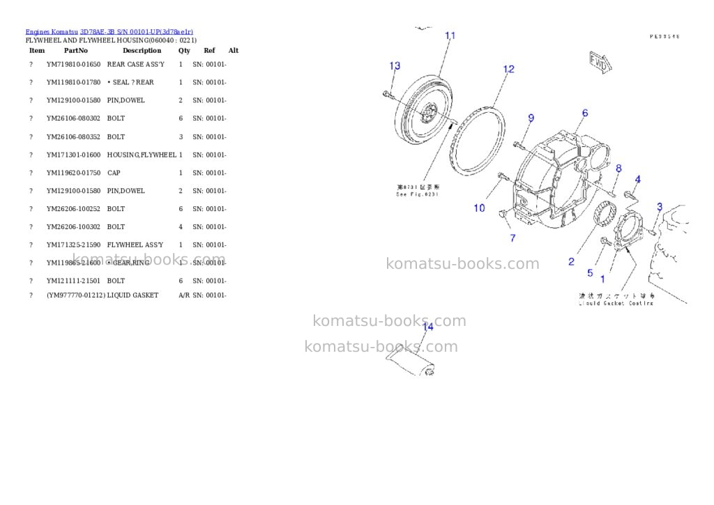Komatsu 3D78AE-3B S/N 00101-UP Parts catalog cover Page 4