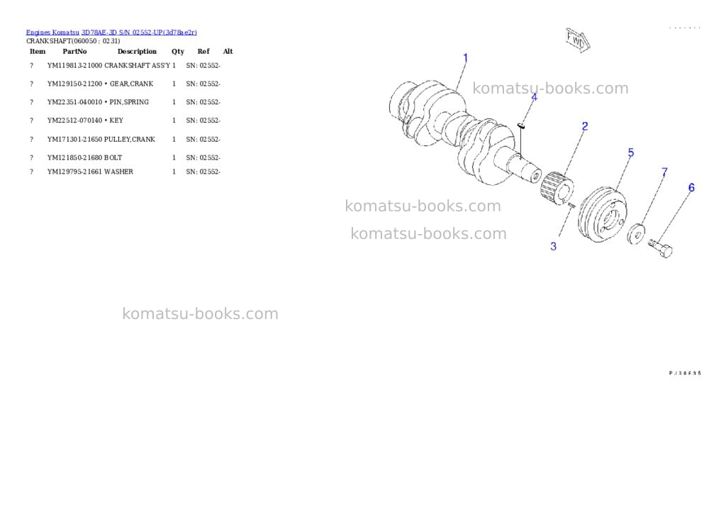 Komatsu 3d78ae-3d s/n 02552-up Parts catalog cover Page 10