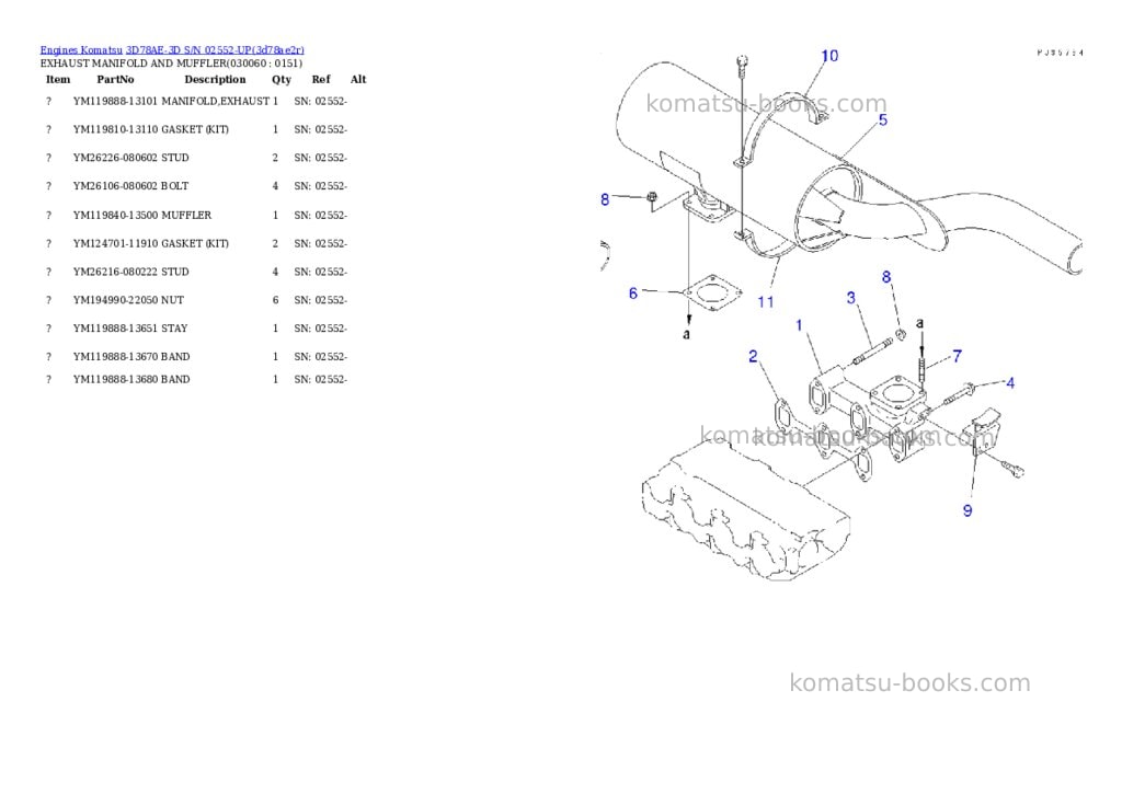 Komatsu 3d78ae-3d s/n 02552-up Parts catalog cover Page 5