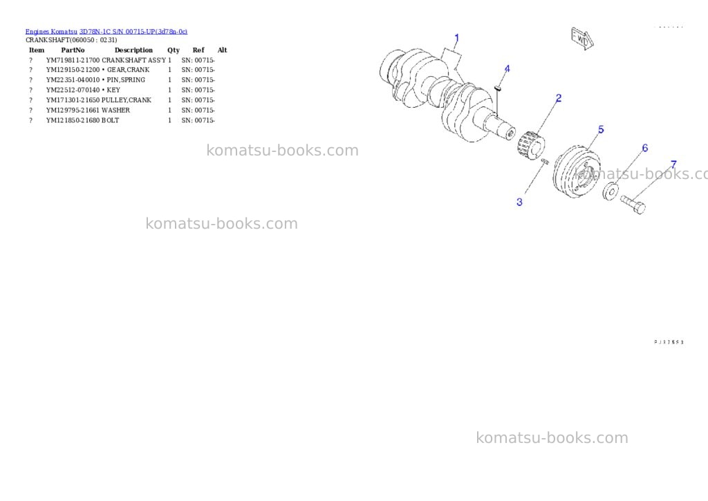 Komatsu 3d78n-1c s/n 00715-up Parts catalog cover Page 10