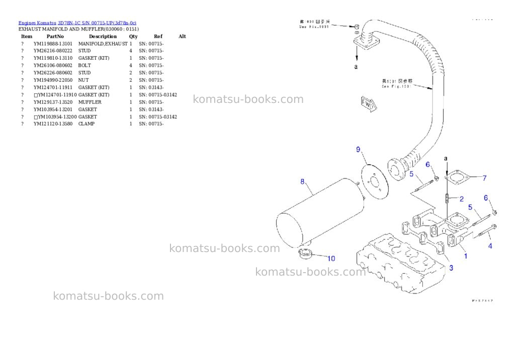 Komatsu 3d78n-1c s/n 00715-up Parts catalog cover Page 5