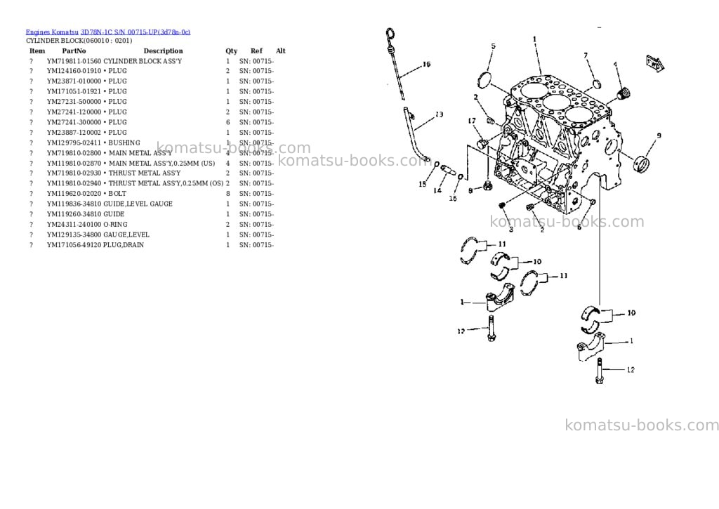 Komatsu 3d78n-1c s/n 00715-up Parts catalog cover Page 6