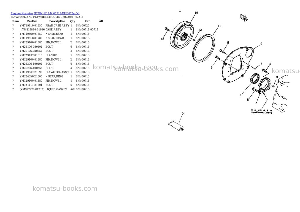 Komatsu 3d78n-1c s/n 00715-up Parts catalog cover Page 9