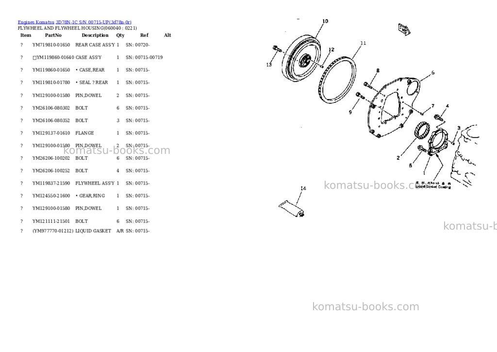 Komatsu 3D78N-1C S/N 00715-UP Parts catalog cover Page 2