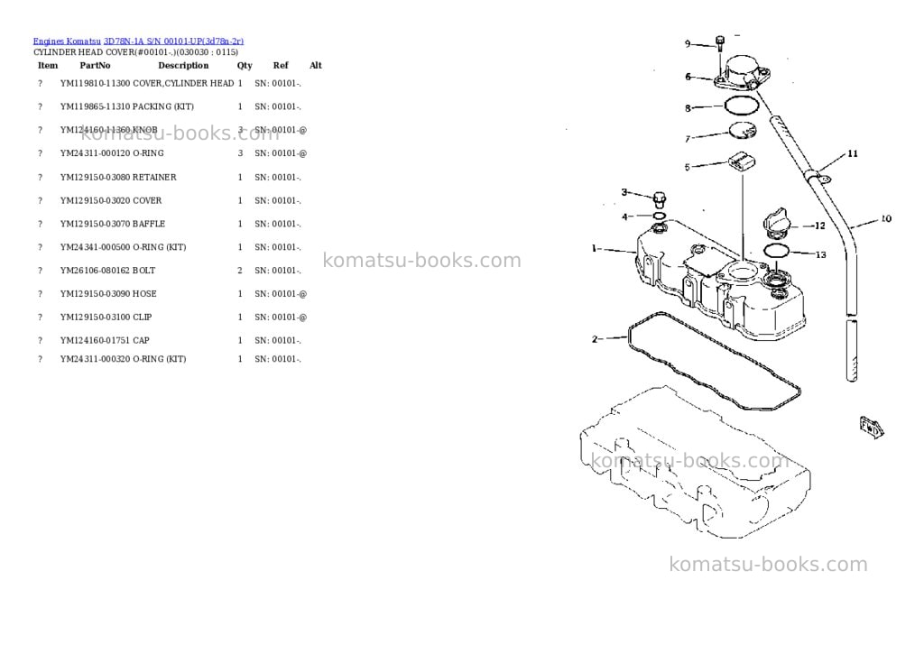 Komatsu 3d78n-1a s/n 00101-up Parts catalog cover Page 2