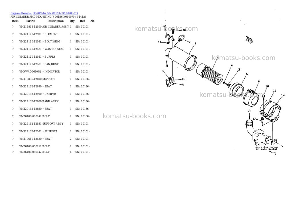 Komatsu 3d78n-1a s/n 00101-up Parts catalog cover Page 6