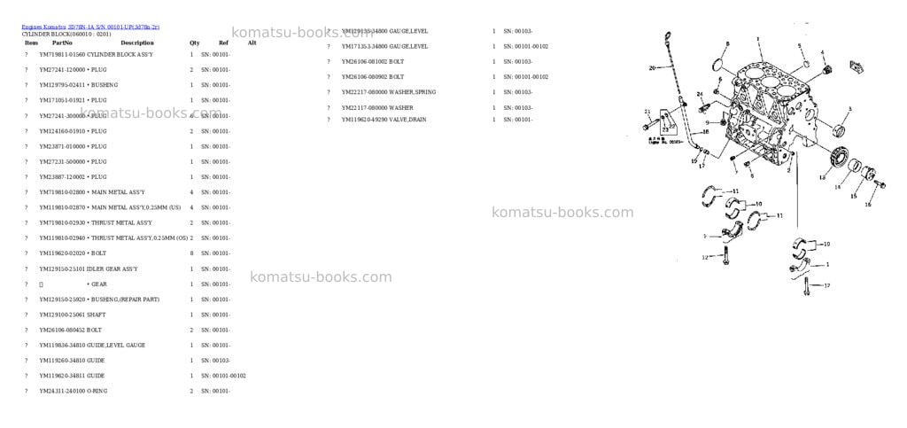 Komatsu 3d78n-1a s/n 00101-up Parts catalog cover Page 8