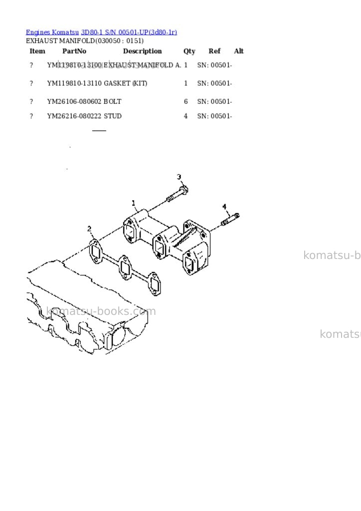 Komatsu 3d80-1 s/n 00501-up Parts catalog cover Page 4