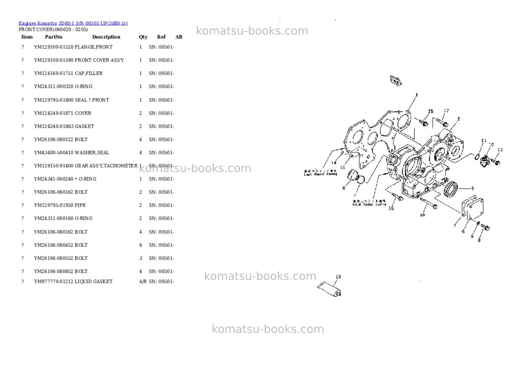 Komatsu 3d80-1 s/n 00501-up Parts catalog cover Page 6