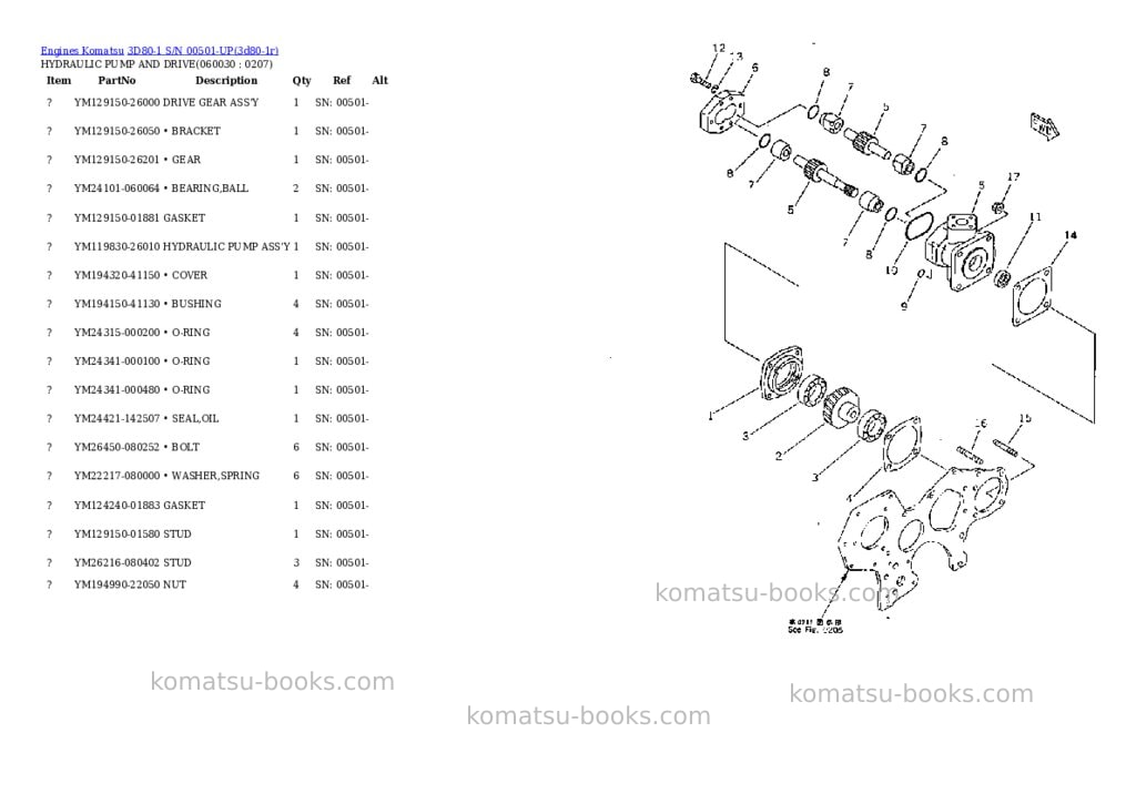 Komatsu 3d80-1 s/n 00501-up Parts catalog cover Page 7