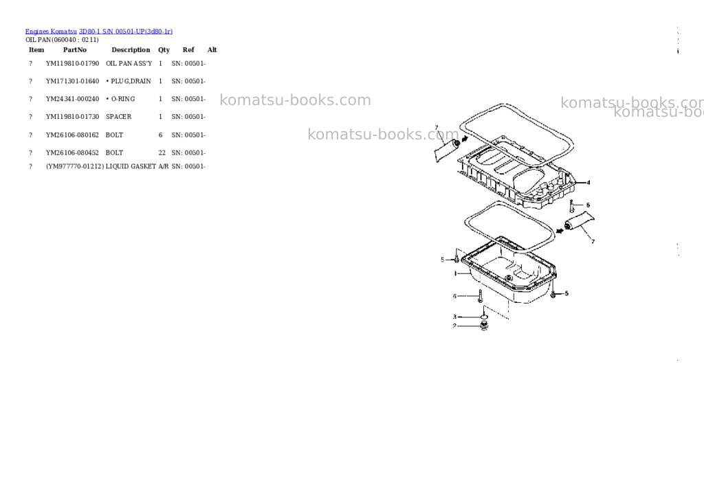 Komatsu 3d80-1 s/n 00501-up Parts catalog cover Page 8