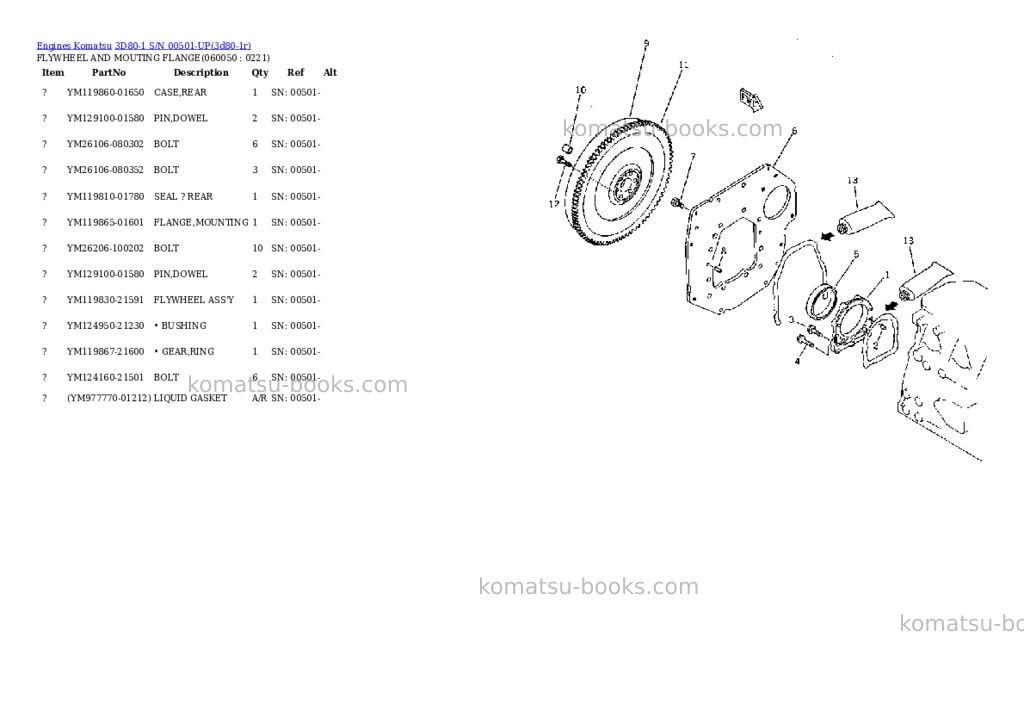 Komatsu 3d80-1 s/n 00501-up Parts catalog cover Page 9