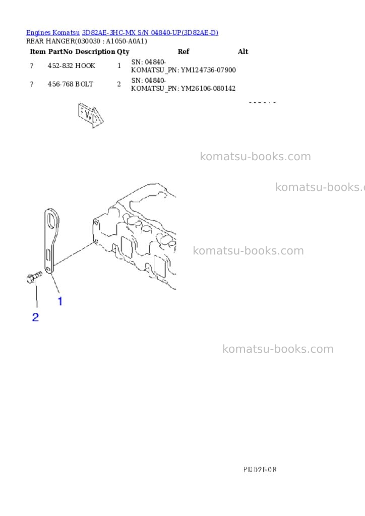 Komatsu 3D82AE-3HC-MX S/N 04840-UP Parts catalog cover Page 2