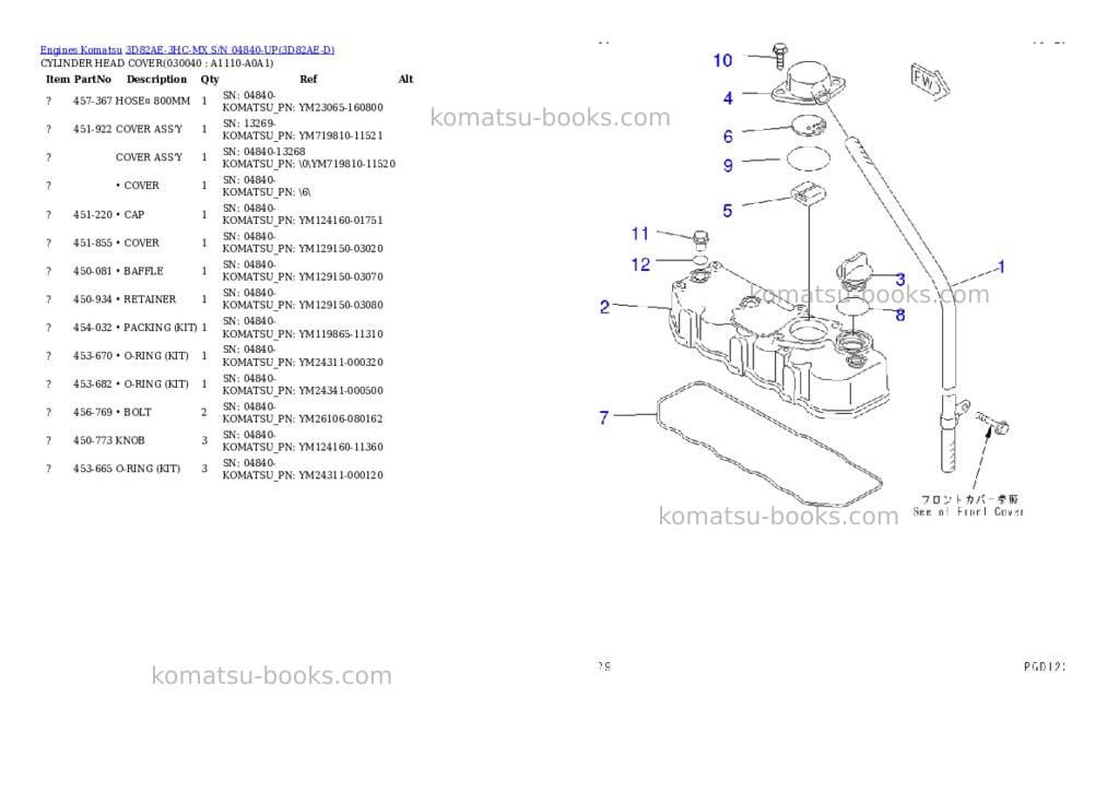 Komatsu 3D82AE-3HC-MX S/N 04840-UP Parts catalog cover Page 3