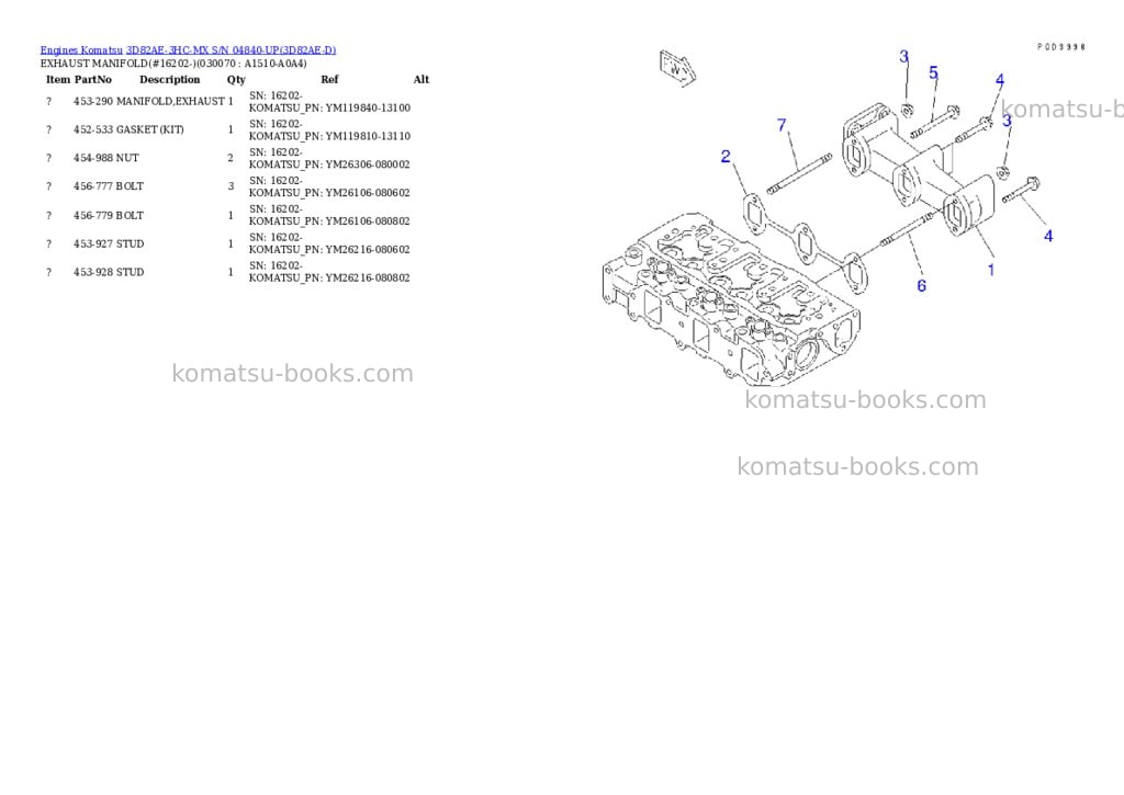 Komatsu 3D82AE-3HC-MX S/N 04840-UP Parts catalog cover Page 6