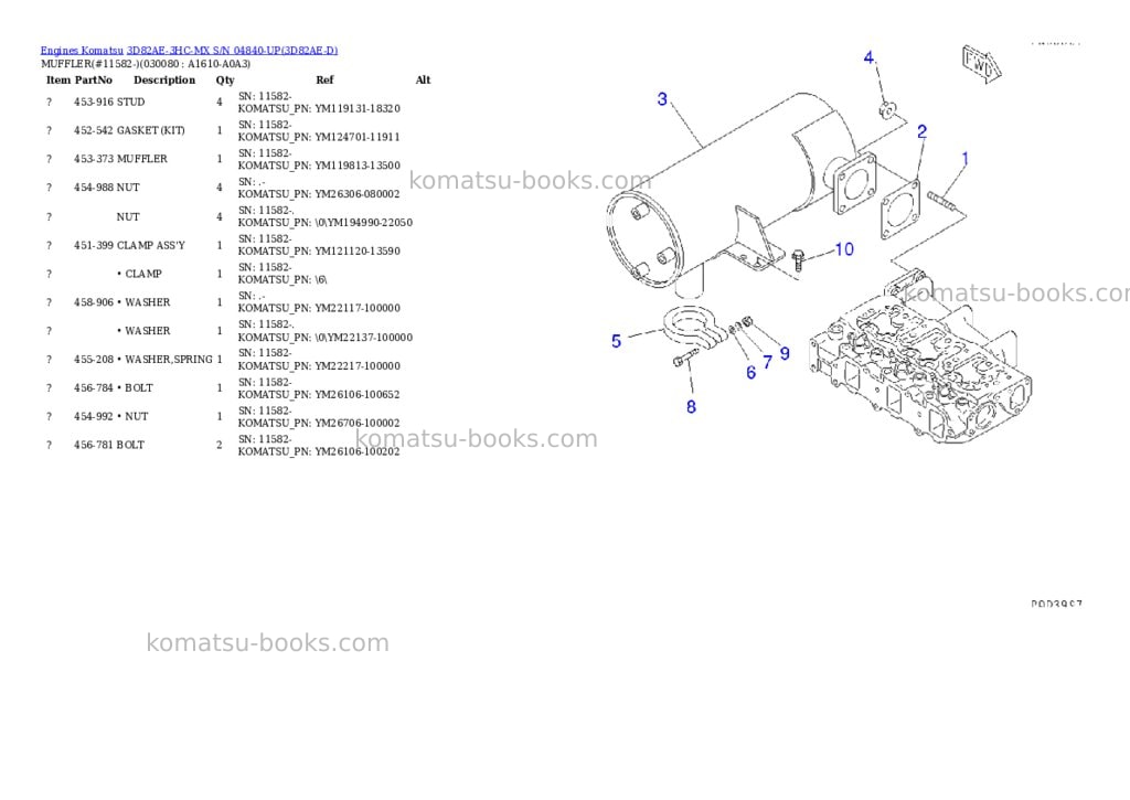 Komatsu 3D82AE-3HC-MX S/N 04840-UP Parts catalog cover Page 7
