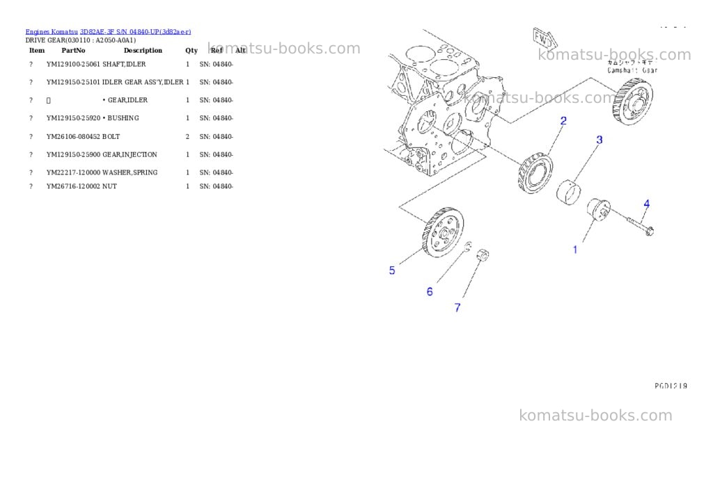 Komatsu 3D82AE-3F S/N 04840-UP Parts catalog cover Page 10