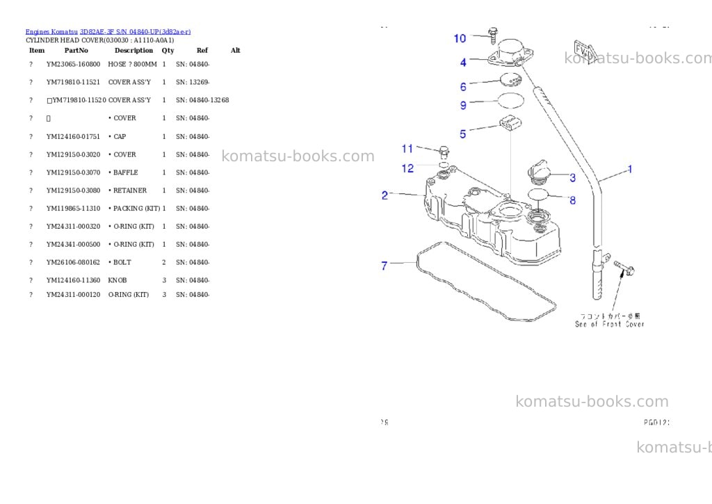 Komatsu 3D82AE-3F S/N 04840-UP Parts catalog cover Page 2