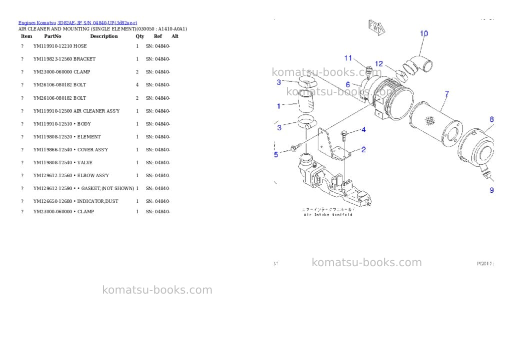 Komatsu 3D82AE-3F S/N 04840-UP Parts catalog cover Page 4