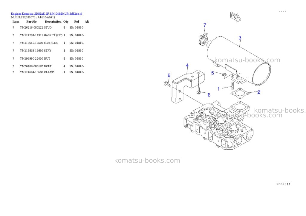 Komatsu 3D82AE-3F S/N 04840-UP Parts catalog cover Page 6