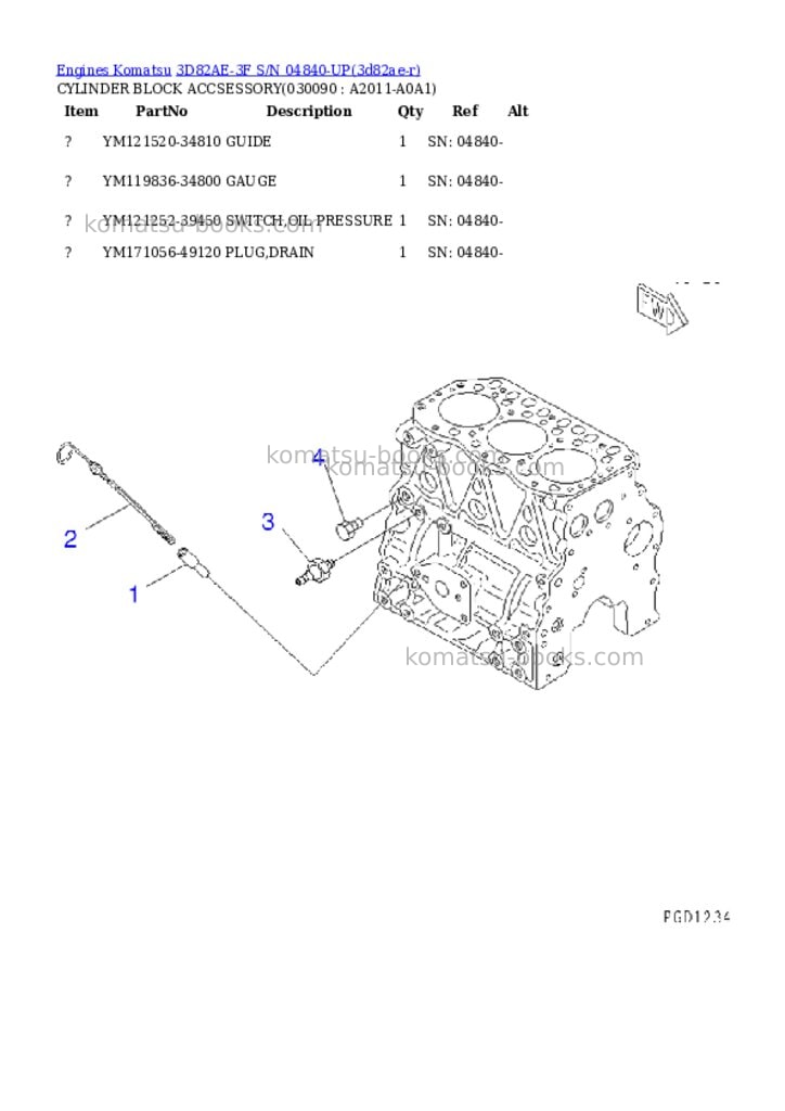 Komatsu 3D82AE-3F S/N 04840-UP Parts catalog cover Page 8