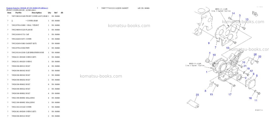 Komatsu 3D82AE-3F S/N 04840-UP Parts catalog cover Page 9