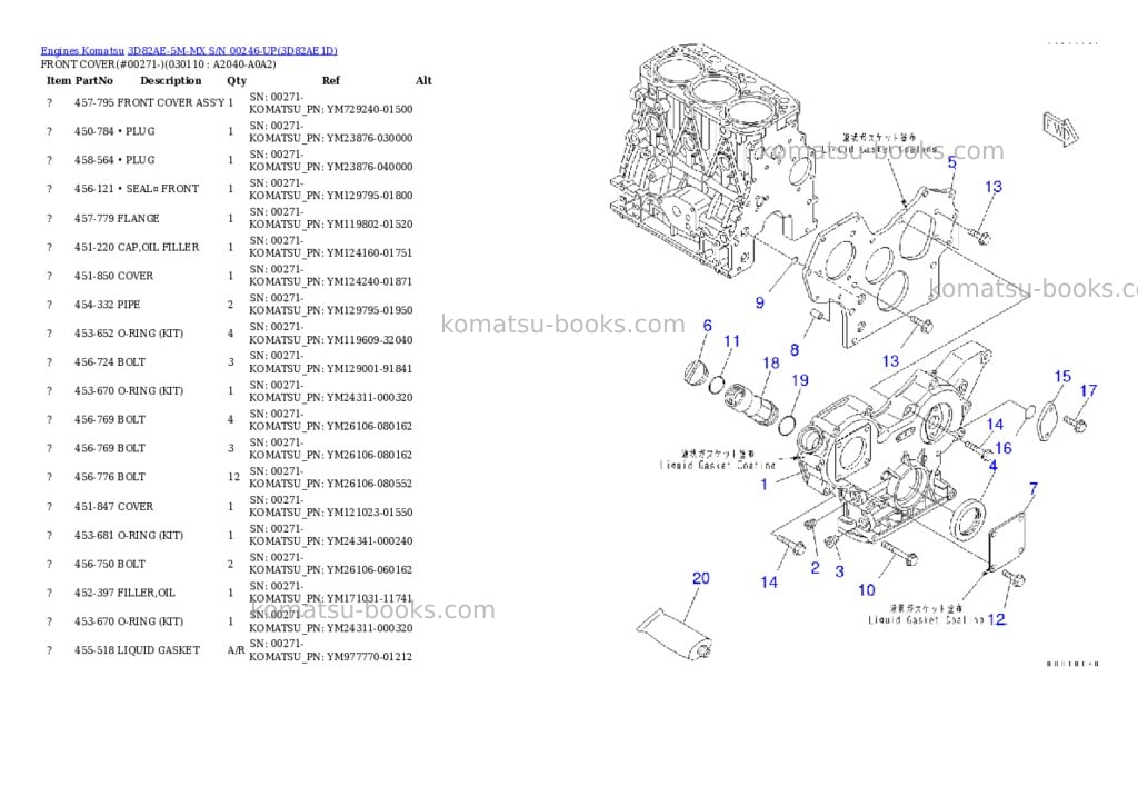 Komatsu 3d82ae-5m-mx s/n 00246-up Parts catalog cover Page 10 Komatsu 3d82ae-5m-mx s/n 00246-up Parts catalog cover Page 10