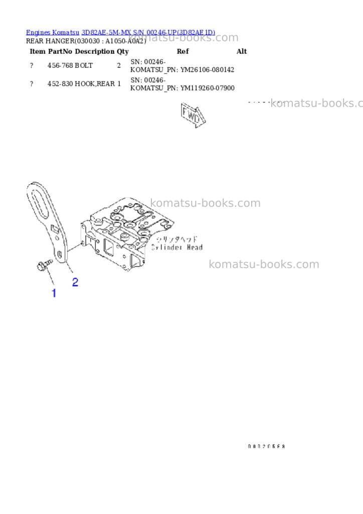 Komatsu 3d82ae-5m-mx s/n 00246-up Parts catalog cover Page 2 Komatsu 3d82ae-5m-mx s/n 00246-up Parts catalog cover Page 2
