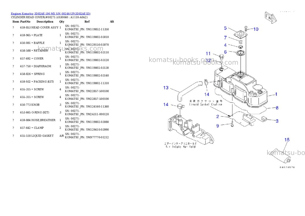 Komatsu 3d82ae-5m-mx s/n 00246-up Parts catalog cover Page 3 Komatsu 3d82ae-5m-mx s/n 00246-up Parts catalog cover Page 3