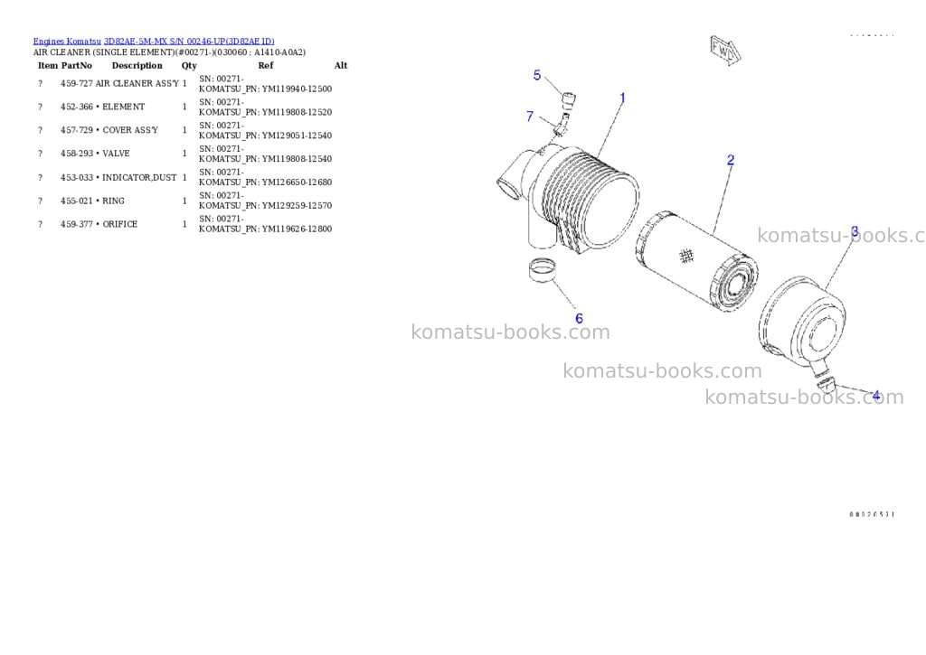 Komatsu 3d82ae-5m-mx s/n 00246-up Parts catalog cover Page 5 Komatsu 3d82ae-5m-mx s/n 00246-up Parts catalog cover Page 5