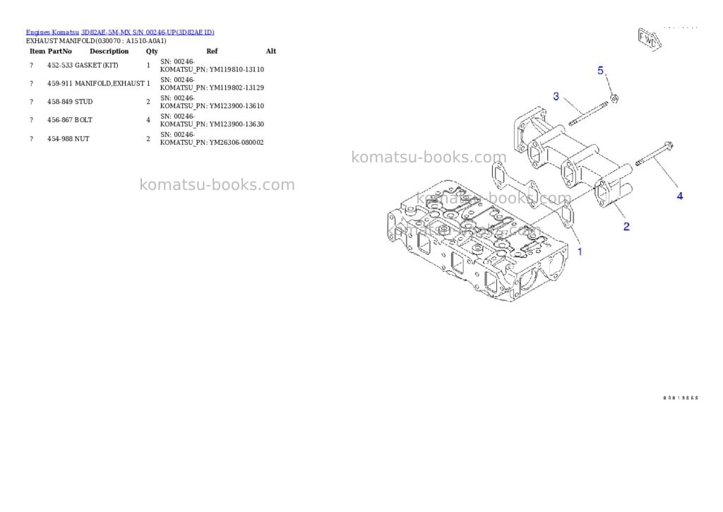 Komatsu 3d82ae-5m-mx s/n 00246-up Parts catalog cover Page 6 Komatsu 3d82ae-5m-mx s/n 00246-up Parts catalog cover Page 6