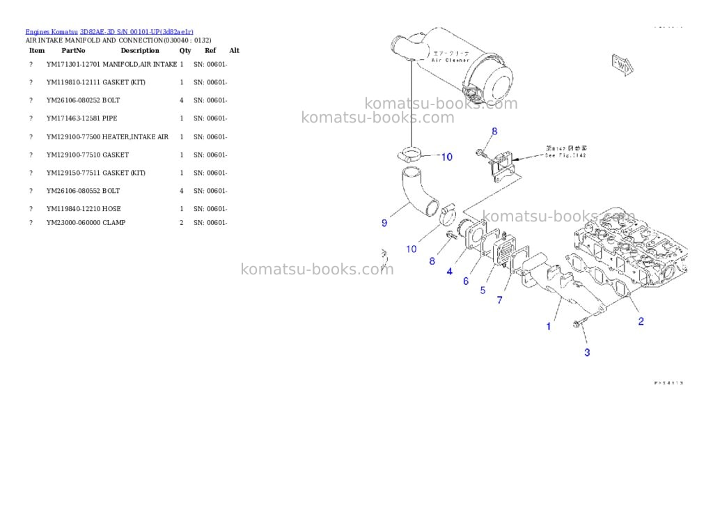 Komatsu 3D82AE-3D S/N 00101-UP Parts catalog cover Page 3 Komatsu 3D82AE-3D S/N 00101-UP Parts catalog cover Page 3