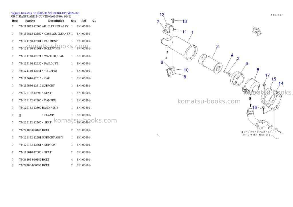 Komatsu 3D82AE-3D S/N 00101-UP Parts catalog cover Page 4 Komatsu 3D82AE-3D S/N 00101-UP Parts catalog cover Page 4