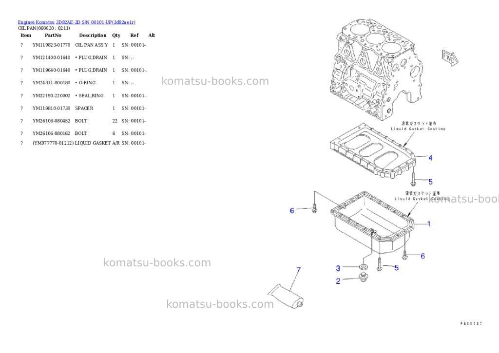 Komatsu 3D82AE-3D S/N 00101-UP Parts catalog cover Page 8 Komatsu 3D82AE-3D S/N 00101-UP Parts catalog cover Page 8