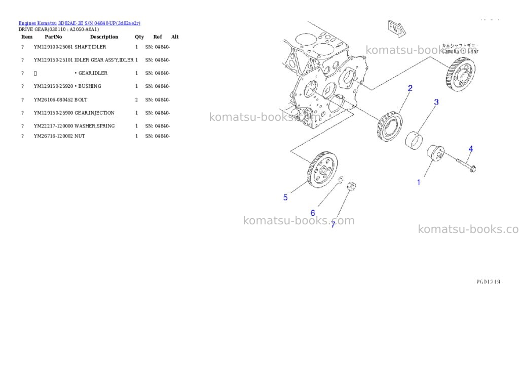 Komatsu 3D82AE-3E S/N 04840-UP Parts catalog cover Page 10