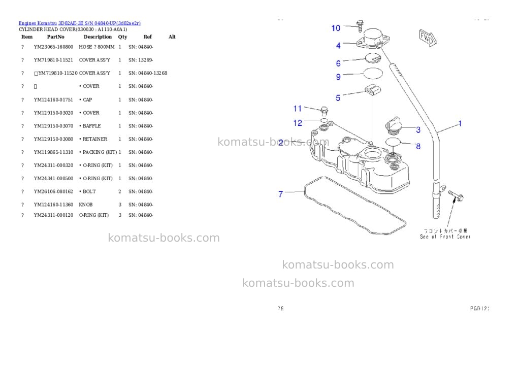 Komatsu 3D82AE-3E S/N 04840-UP Parts catalog cover Page 2