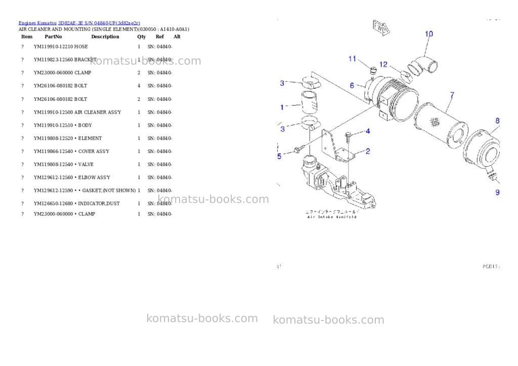 Komatsu 3D82AE-3E S/N 04840-UP Parts catalog cover Page 4