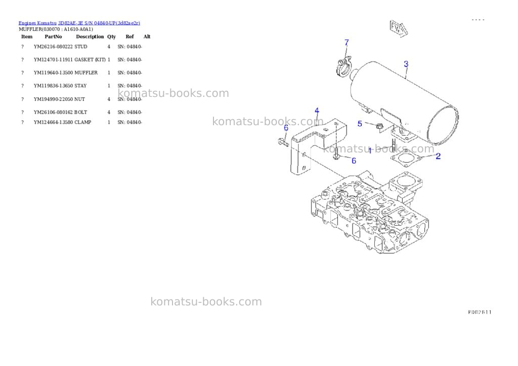 Komatsu 3D82AE-3E S/N 04840-UP Parts catalog cover Page 6