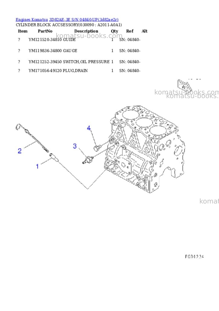 Komatsu 3D82AE-3E S/N 04840-UP Parts catalog cover Page 8
