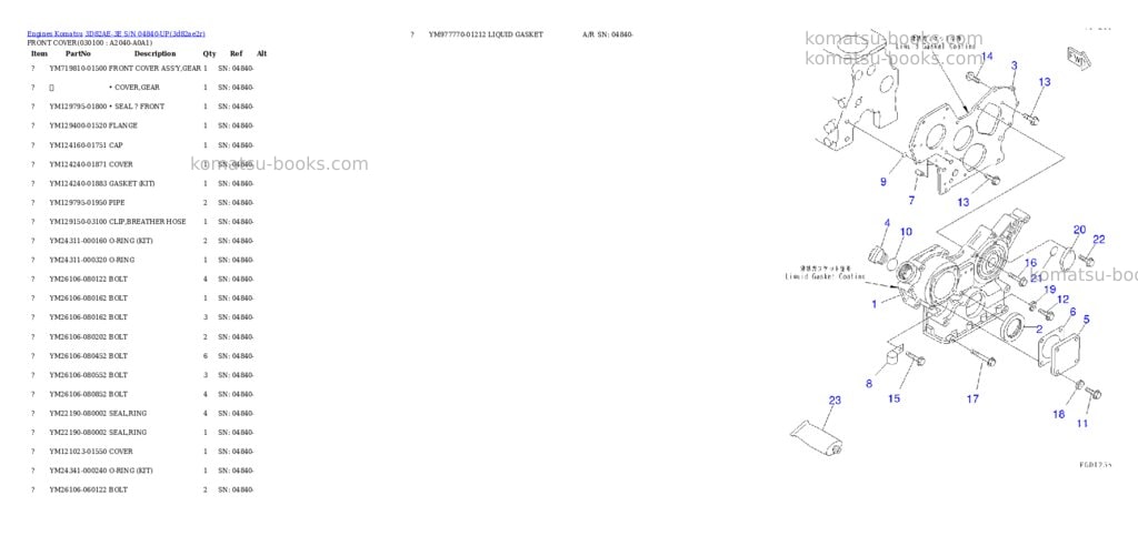 Komatsu 3D82AE-3E S/N 04840-UP Parts catalog cover Page 9