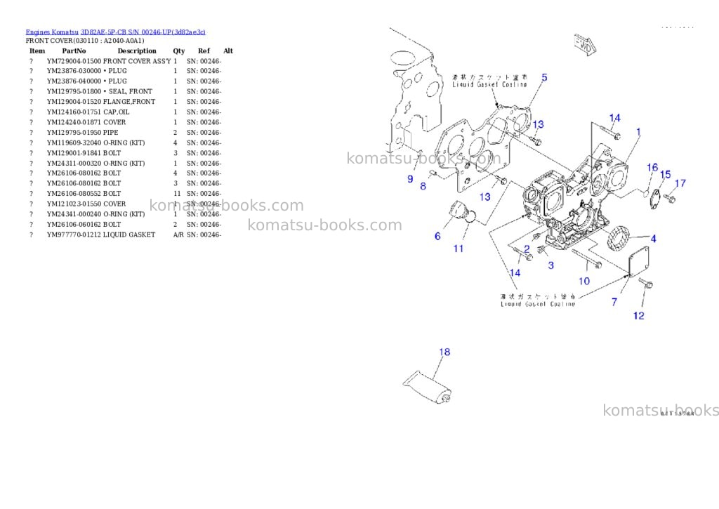 Komatsu 3d82ae-5p-cb s/n 00246-up Parts catalog cover Page 10